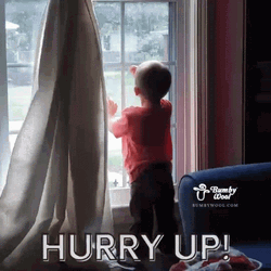 Hurry Up Toddler Banging Window GIF