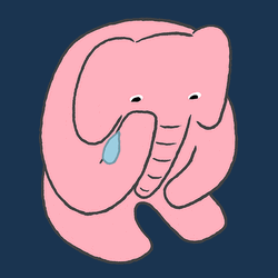 Hurt Sad Crying Animated Pink Elephant GIF
