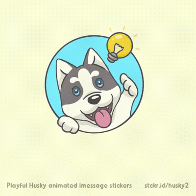 Husky Dog Holding Light Bulb Above Head GIF