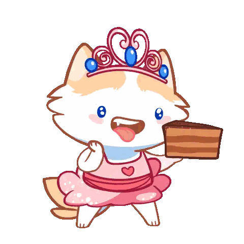 Husky In Tiara And Pink Dress Holding Cake Sticker