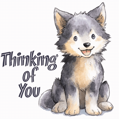 Husky Puppy Thinking Of You GIF