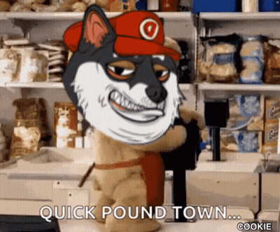 Husky Says Quick Pound Town Red Hat Apron GIF
