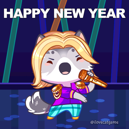 Husky Singing Into Microphone Happy New Year GIF