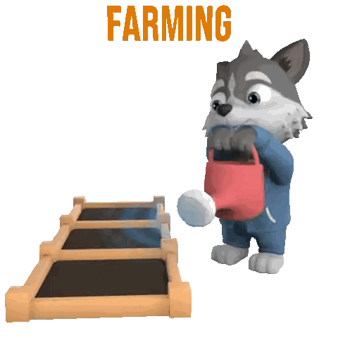 Husky Watering Gold Coins Garden Sticker