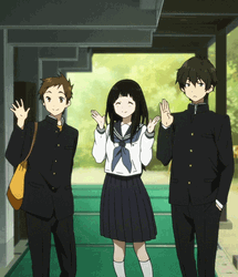 Hyouka Club Members Wave Goodbye GIF