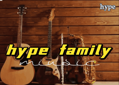 Hype Family Music Poster With Guitars And Saxophones GIF