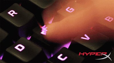 HyperX Keyboard With R And G Keys Lit Up GIF