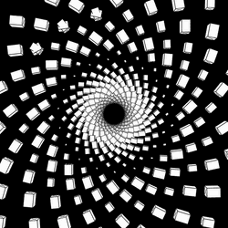 Hypno Whilte Squares Swirl Away GIF