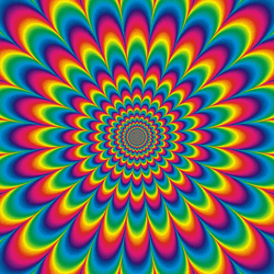 Hypnotic Optical Illusion Blooming Rainbow Flower GIF