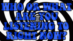 Hypnotic Spiral Black And White Blue Words GIF