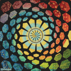 Hypnotic Spiral Colorful Hexagon Glass GIF