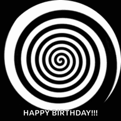 Hypnotic Spiral Man Face Happy Birthday GIF