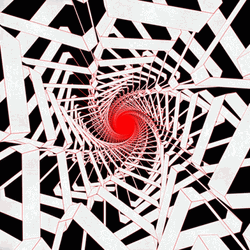 Hypnotic Spiral White Triangles Red Center GIF