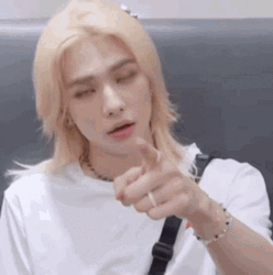 Hyunjin Fixing Blonde Hair GIF