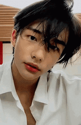 Hyunjin Shaking Long Hair Bangs GIF