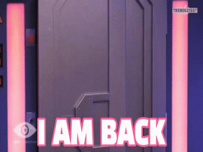 I Am Back Sign In Pink GIF