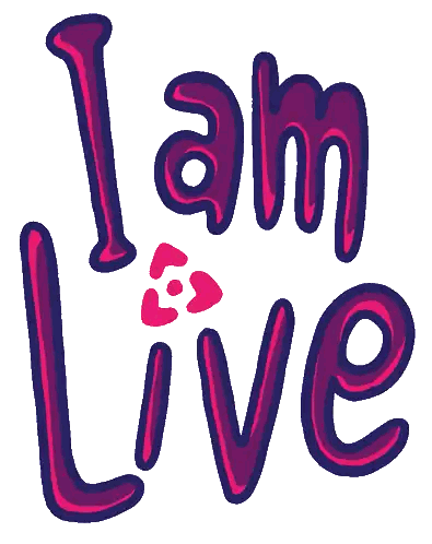I Am Live Sign In Pink And Purple Sticker