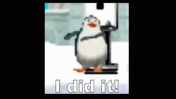 I Did It Pixelated Penguin Happy Dance GIF