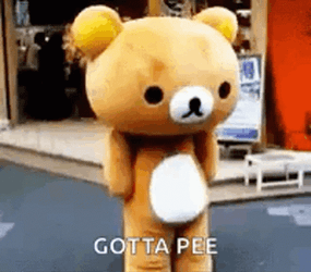I Gotta Pee Rilakkuma Bear Mascot GIF