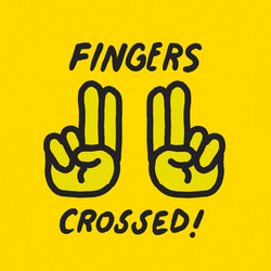 I Hope So Fingers Crossed Yellow Background GIF