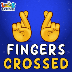 I Hope So Fingers Crosses Blue Background GIF