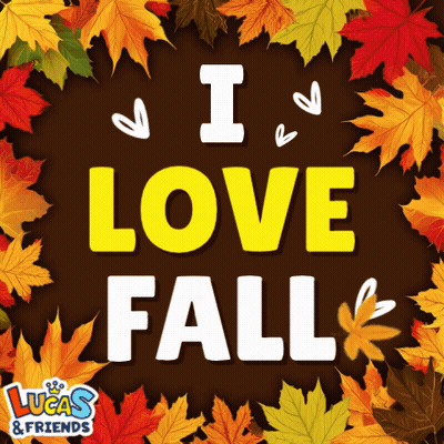 I Love Fall Poster With Leaves GIF