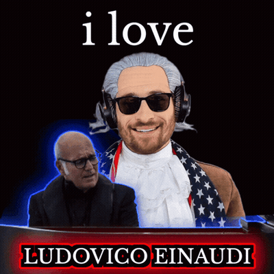 I Love Ludovico Einaudi Poster With Man In Wig GIF