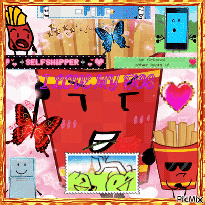 I Love My Fries Cartoon Collage GIF