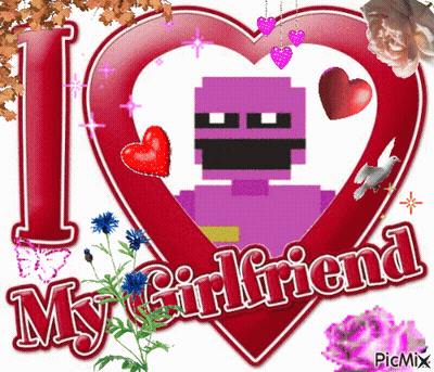 I Love My Girlfriend Is Written In A Heart Surrounded By Hearts And Flowers GIF