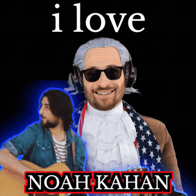 I Love Noah Kahan Poster Man In Wig And Sunglasses GIF
