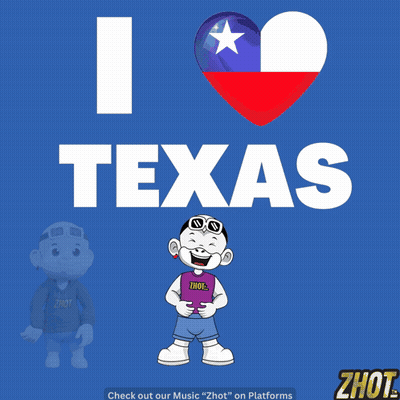 I Love Texas Poster With Heart And Cartoon Character GIF