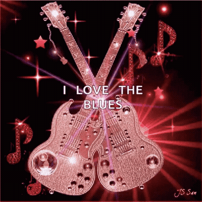 I Love The Blues Poster With Two Guitars GIF
