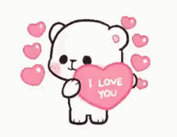 I Love U Cute Heart Milk Bear Cartoon GIF