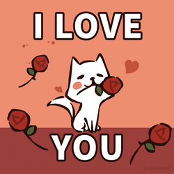 I Love U Cute Kitten Cartoon GIF