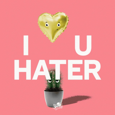 I Love U Hater Poster With Heart Balloon GIF