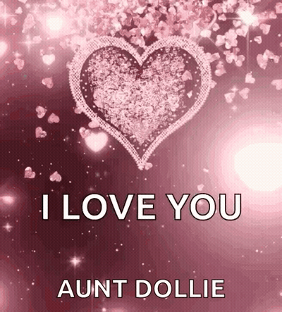 I Love You Aunt Dollie Pink Background With Hearts GIF