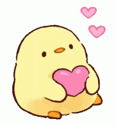 I Love You Cute Duck Holding Heart GIF