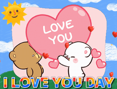 I Love You Day Card With Two Bears GIF