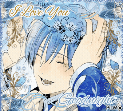 I Love You Goodnight Greeting Card Boy With Blue Hair GIF