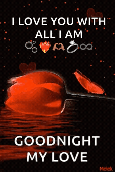 I Love You Goodnight Red Rose Hearts GIF