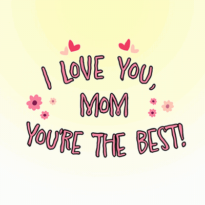 I Love You Mom Poster With Flowers Hearts GIF