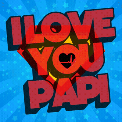 I Love You Papi Red On Blue Background GIF
