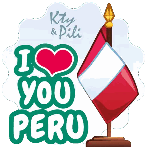 I Love You Peru Flag Sticker