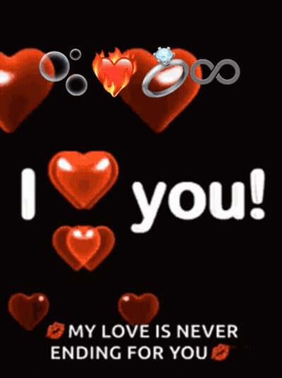 I Love You Poster With Hearts And Diamond Ring GIF