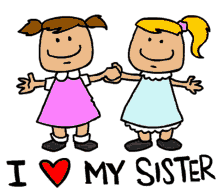 I Love You Sister Animated Kids Holding Hands GIF