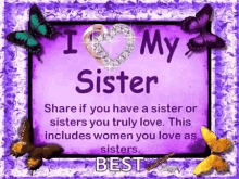 I Love You Sister Best Purple Frame GIF