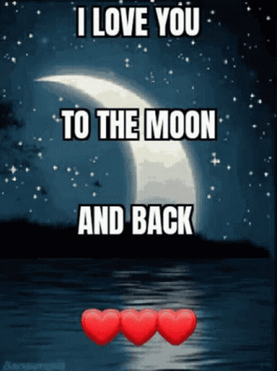 I Love You To The Moon And Back With Three Red Hearts GIF