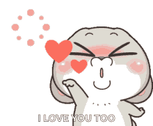 I Love You Too Bunny Cartoon Blow Kisses GIF 