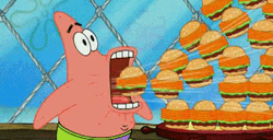 I'm Hungry Patrick Eating Krabby Patty GIF