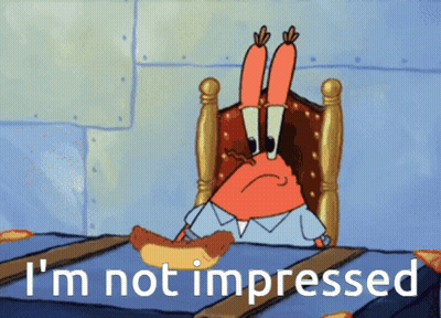 I'm Not Impressed Cartoon Character With Hot Dog GIF